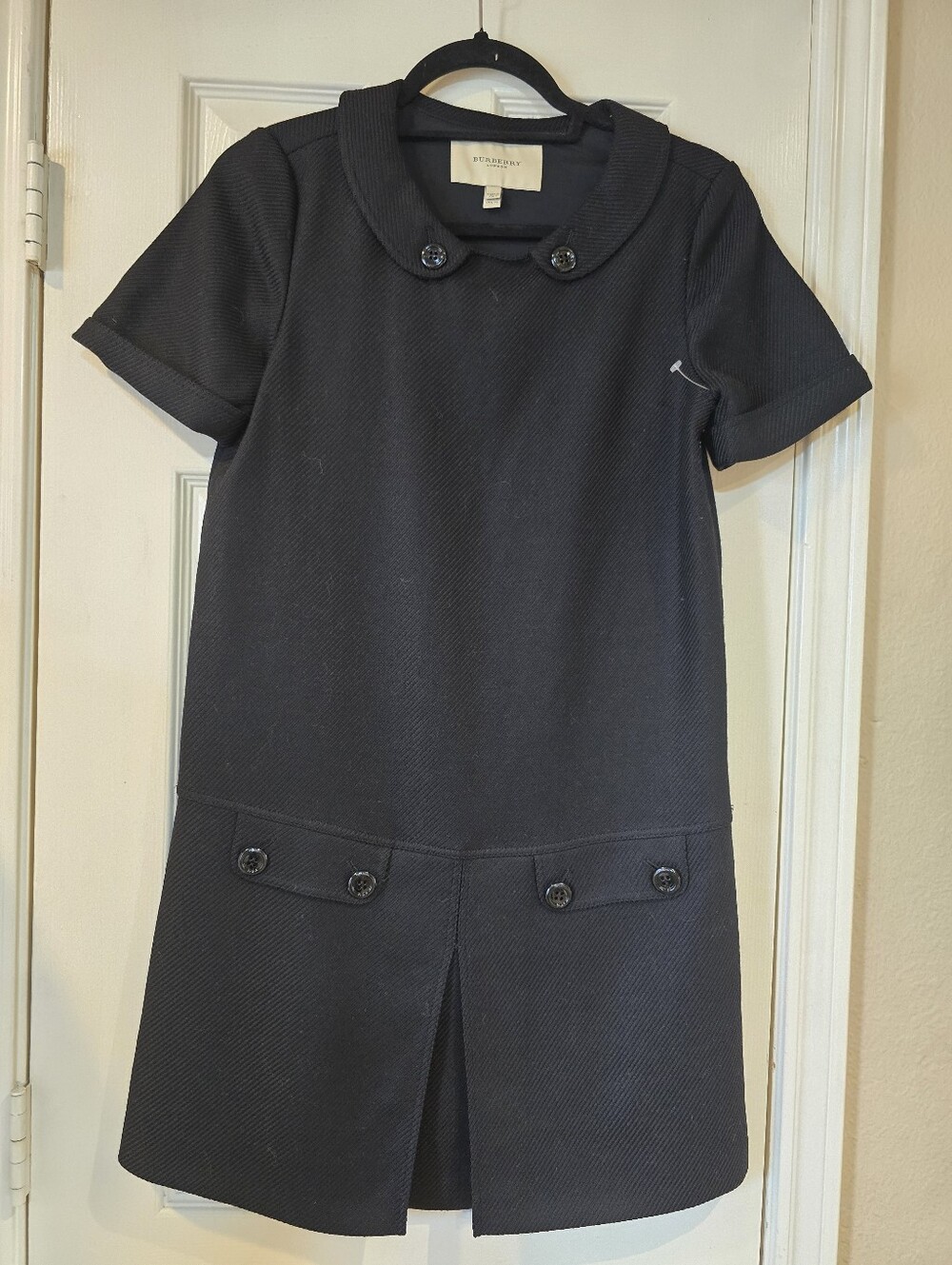 Burberry London Women's Virgin Wool Mini Dress Black Size 6
